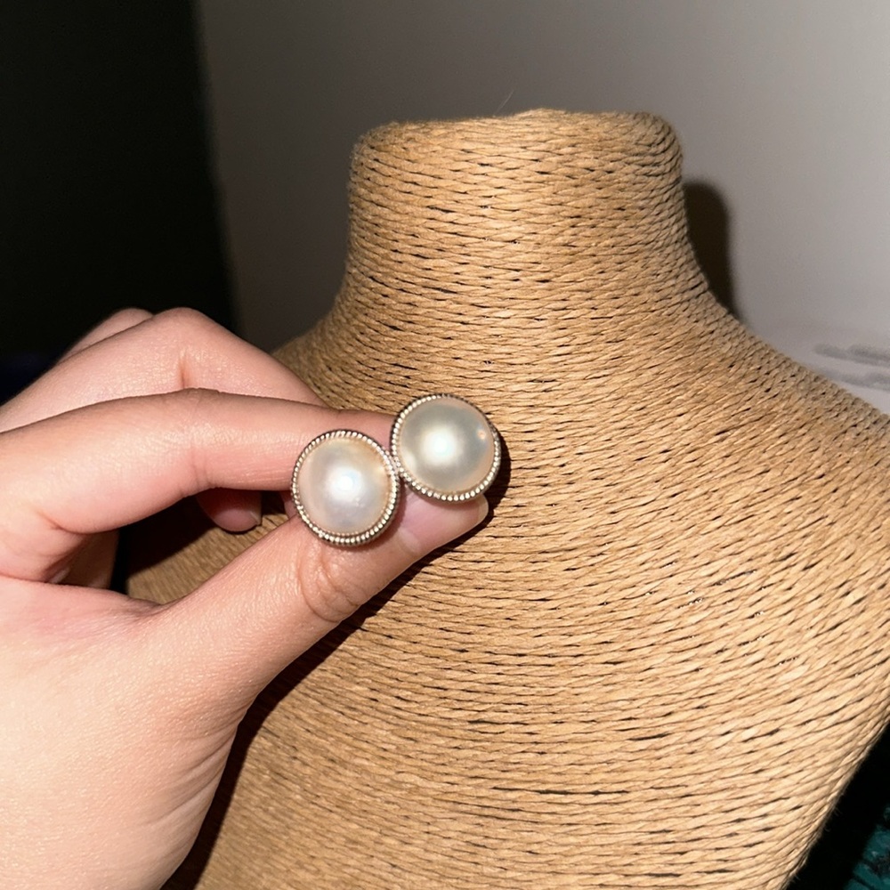 Mabé earrings with Silver hardware